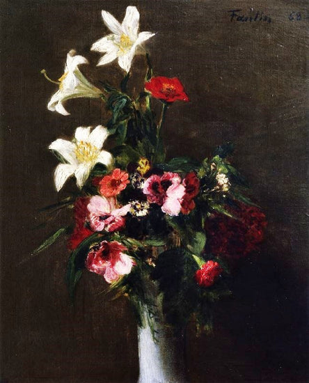 Flowers In A Porcelain Vase by Henri Fantin-Latour