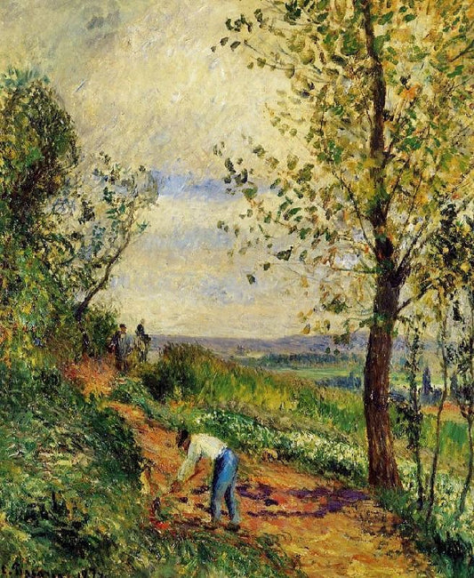 Landscape With A Man Digging by Camille Pissarro