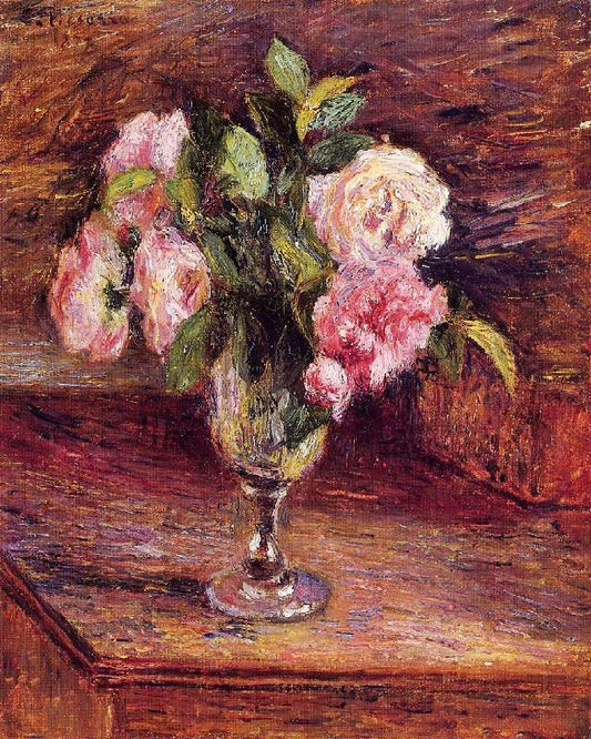 Roses In A Glass by Camille Pissarro