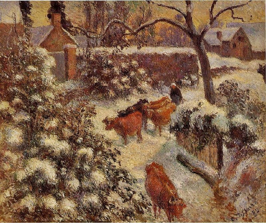Snow Effect In Montfoucault by Camille Pissarro