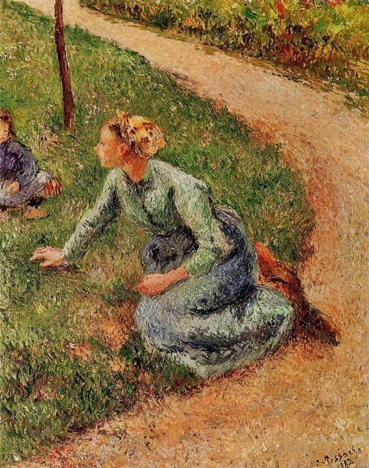 Peasant Trimming The Lawn by Camille Pissarro