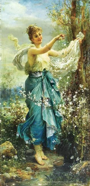 Girl With Flowers by Hans Zatzka