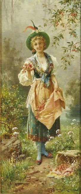 Girl In Native Dress by Hans Zatzka