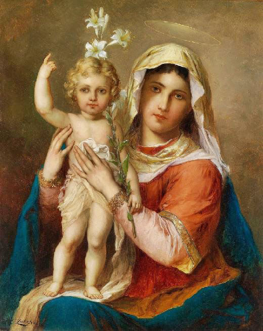 Madonna With Child Ii by Hans Zatzka