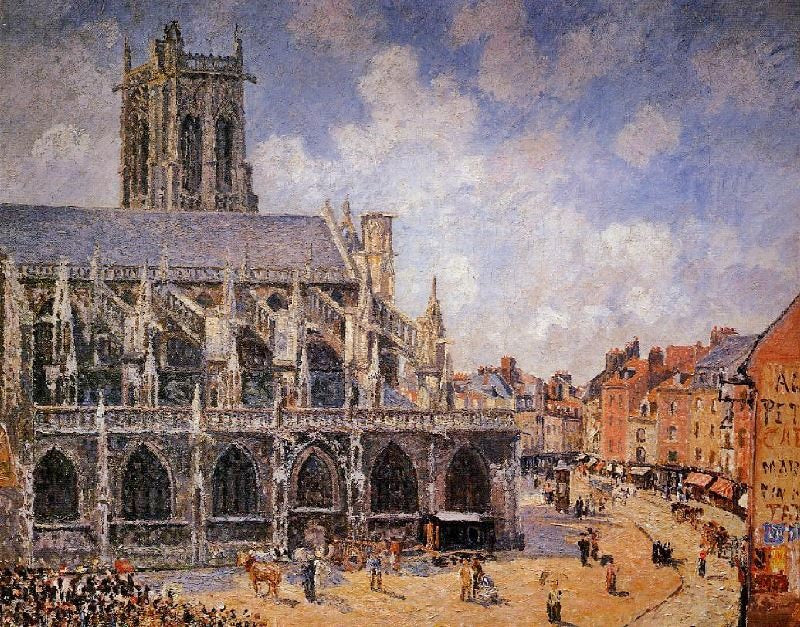 The Church Of Saint-Jacques, Dieppe: Morning Sun by Camille Pissarro