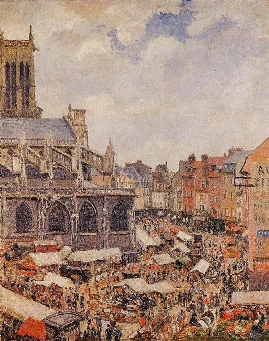 The Market By The Church Of Saint-Jacques, Dieppe by Camille Pissarro