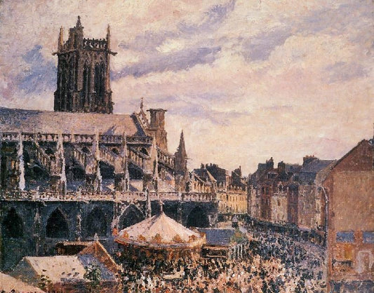 The Fair By The Church Of Saint-Jacques, Dieppe by Camille Pissarro