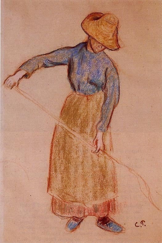 Peasant With A Pitchfork by Camille Pissarro