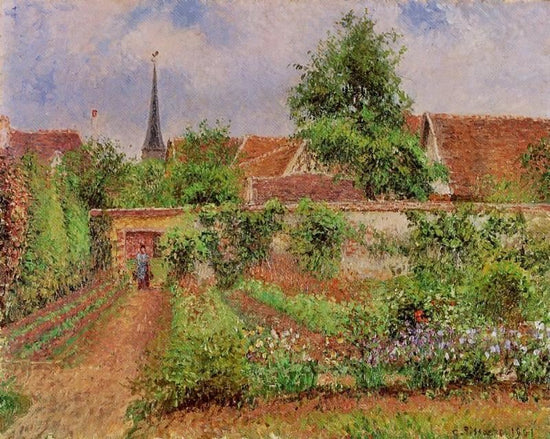 Vegetable Garden In Eragny, Overcast Sky, Morning by Camille Pissarro