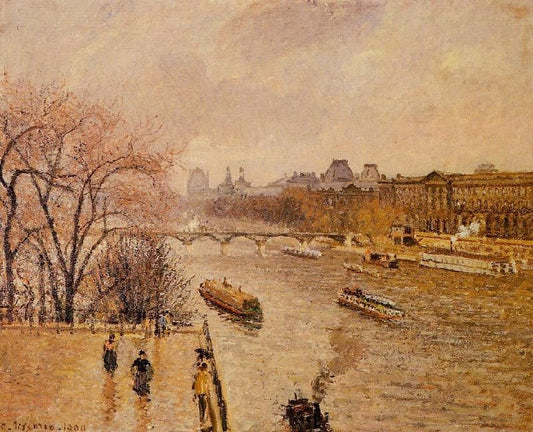 The Louvre: Afternoon, Rainy Weather by Camille Pissarro
