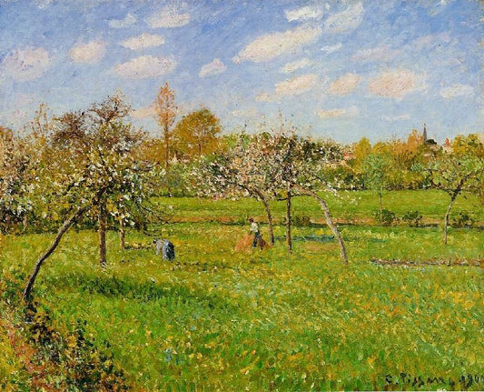 Morning, Spring, Grey Weather, Eragny by Camille Pissarro