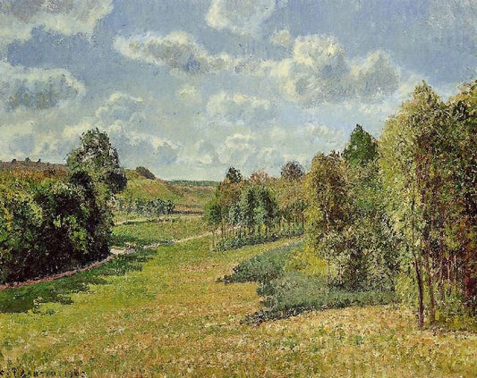 Berneval Meadows, Morning by Camille Pissarro
