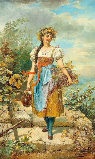 Girl With Grapes by Hans Zatzka