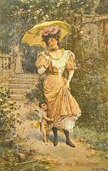 Woman With Cupid by Hans Zatzka