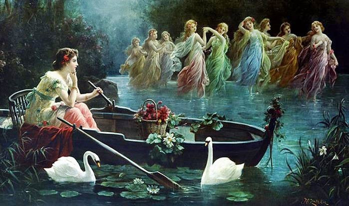Maiden And Mermaids by Hans Zatzka