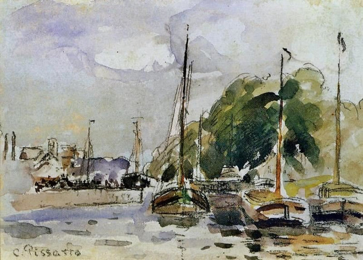 Boats At Dock by Camille Pissarro
