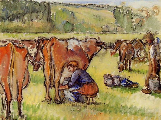 Milking Cows by Camille Pissarro