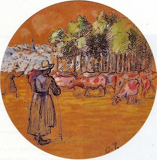 Cowherds, Bazincourt by Camille Pissarro
