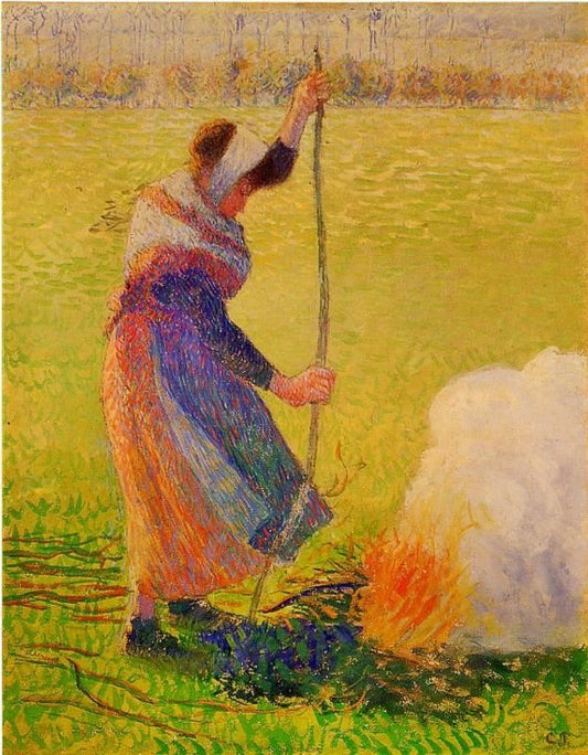 Woman Burning Wood by Camille Pissarro