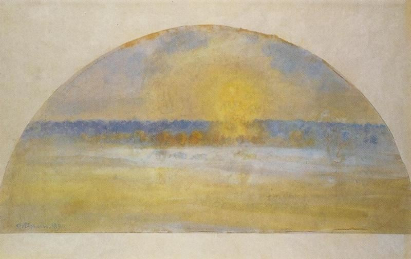 Sunset With Mist, Eragny by Camille Pissarro