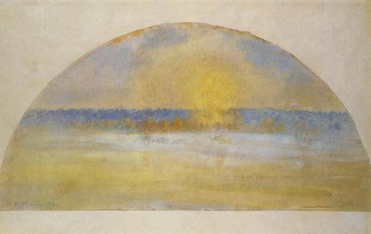 Sunset With Mist, Eragny by Camille Pissarro