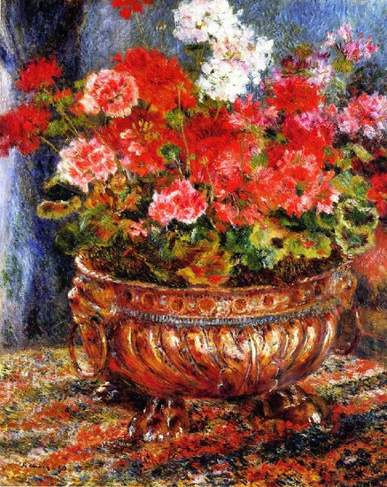 Geraniums In A Copper Basin by Pierre Auguste Renoir