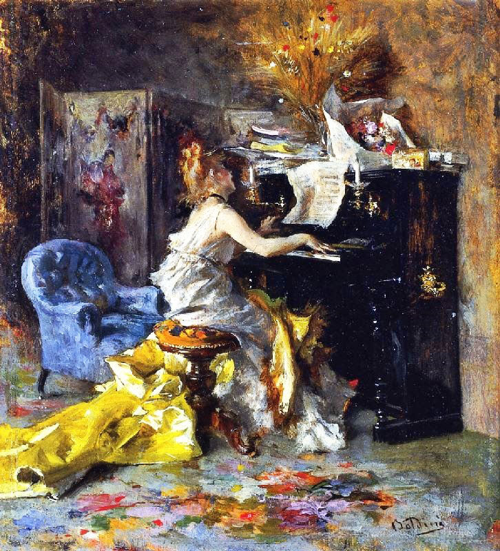 Woman At A Piano by Giovanni Boldini
