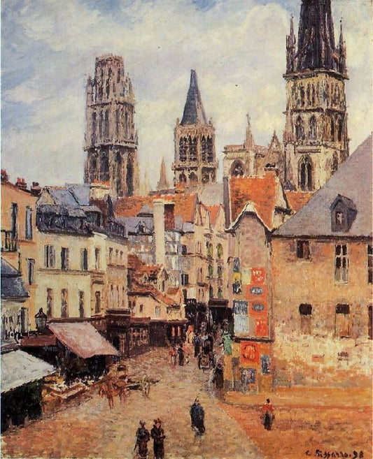 Rue De L’Eppicerie, Rouen: Morning, Grey Weather by Camille Pissarro