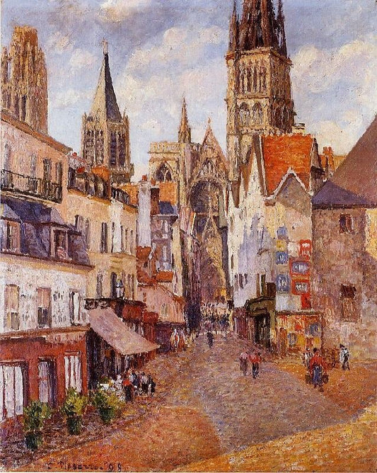 Sunlight, Afternoon, La Rue De L’Epicerie, Rouen by Camille Pissarro