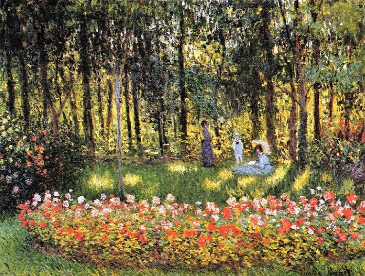 The Artist’S Family In The Garden by Claude Oscar Monet