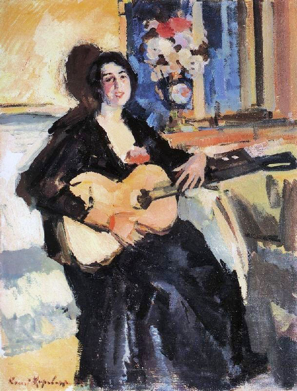 Lady With Guitar by Constantin Alexeevich Korovin
