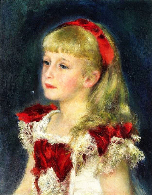 Mademoiselle Grimprel With A Red Ribbon by Pierre Auguste Renoir