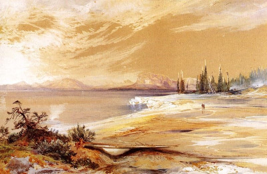 Hot Springs On The Shore Of Yellowstone Lake by Thomas Moran