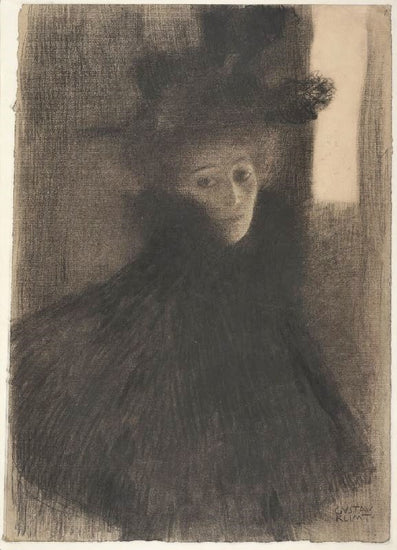 Portrait Of A Lady With Cape And Hat by Gustav Klimt