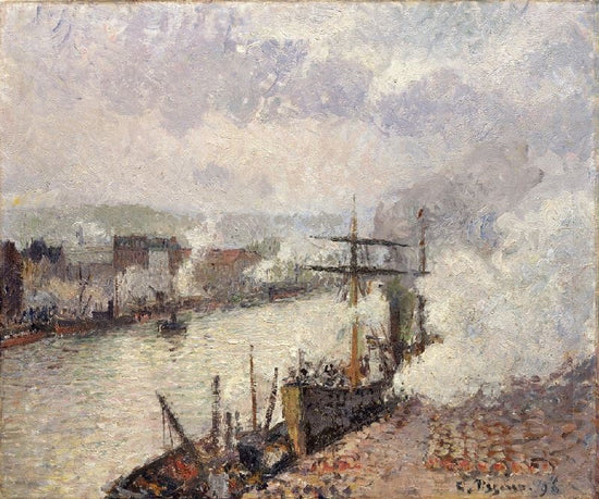 Steamboats In The Port Of Rouen by Camille Pissarro