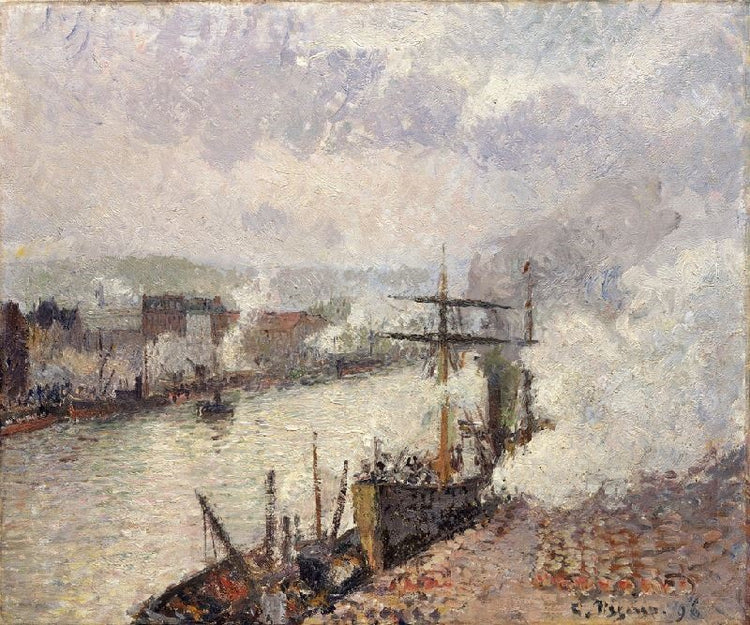 Steamboats In The Port Of Rouen by Camille Pissarro