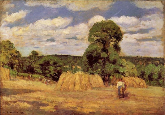 The Harvest At Montfoucault by Camille Pissarro
