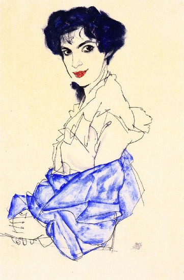 Elizabeth Lederer, Seated With Hands Folded by Egon Schiele