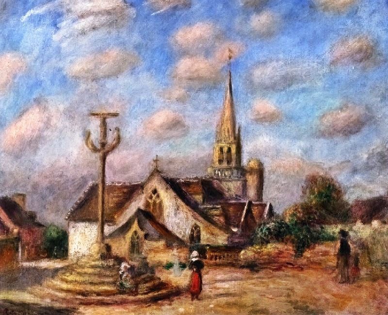 The Wayside Cross And Church Of Nizon, Near Pont-Aven by Pierre Auguste Renoir