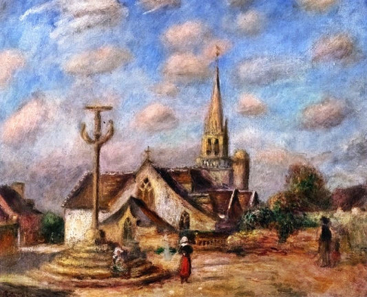 The Wayside Cross And Church Of Nizon, Near Pont-Aven by Pierre Auguste Renoir
