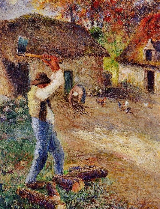 Pere Melon Cutting Wood by Camille Pissarro