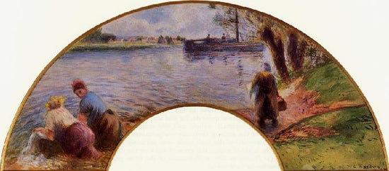 Laundresses On The Banks Of The Oise At Pontoise by Camille Pissarro