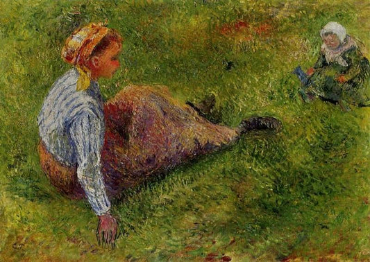 Peasant Sitting With Infant by Camille Pissarro