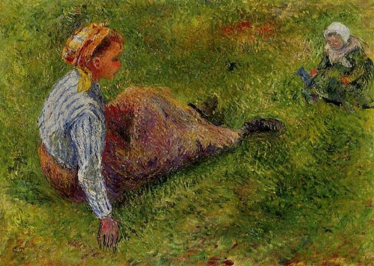 Peasant Sitting With Infant by Camille Pissarro