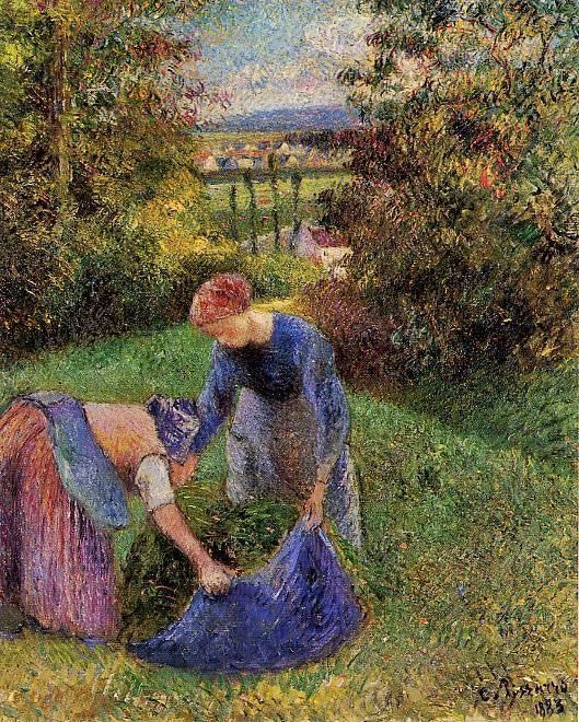 Women Gathering Grass by Camille Pissarro