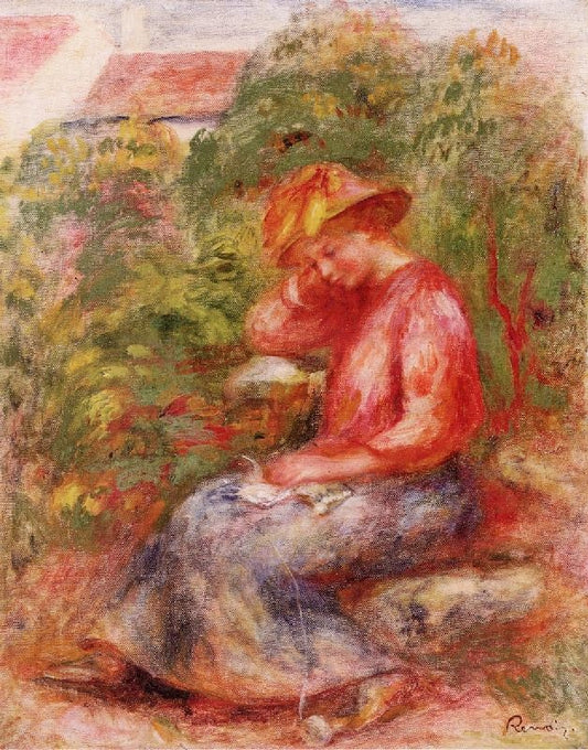 Woman In A Red Blouse by Pierre Auguste Renoir