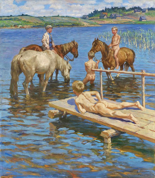 Bathing Horses by Nikolai Petrovich Bogdanov-Belsk