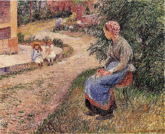 A Servant Seated In The Garden At Eragny by Camille Pissarro