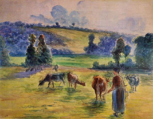 Study For ’Cowherd At Eragny’ by Camille Pissarro