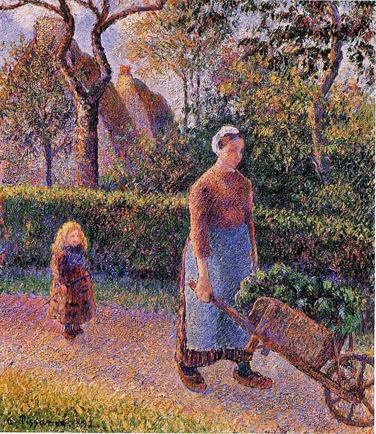 Woman With A Wheelbarrow by Camille Pissarro